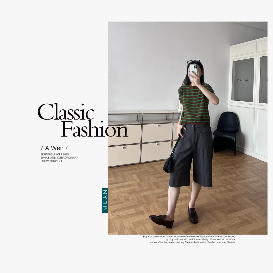 木岸MUAN: 《乔治六分裤》“乔治系列”定制英伦宽松六分裤F8-8712