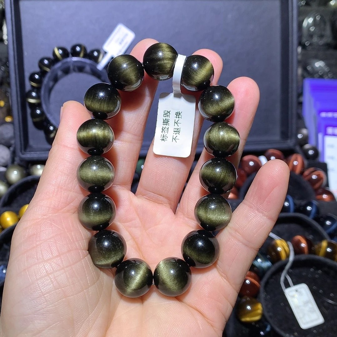 实***王黑曜岩未镶嵌手链