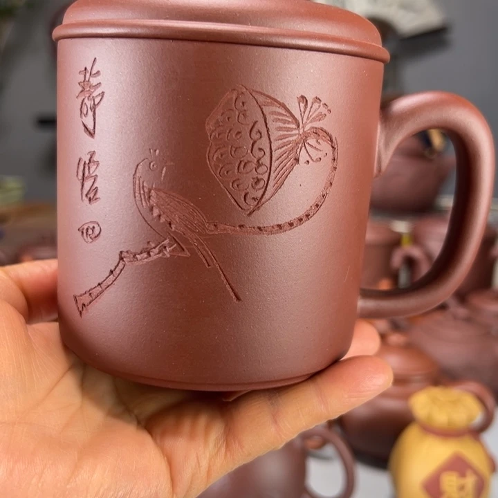 紫泥茶杯新年福利静悟紫砂杯