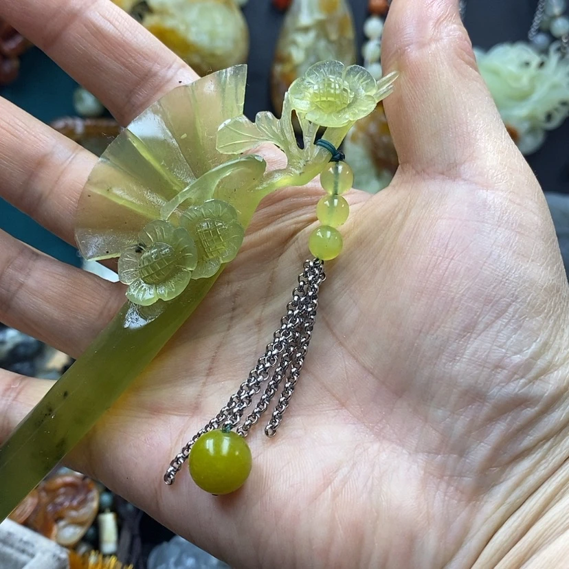 【闪购商品】蛇纹石玉发饰未镶嵌