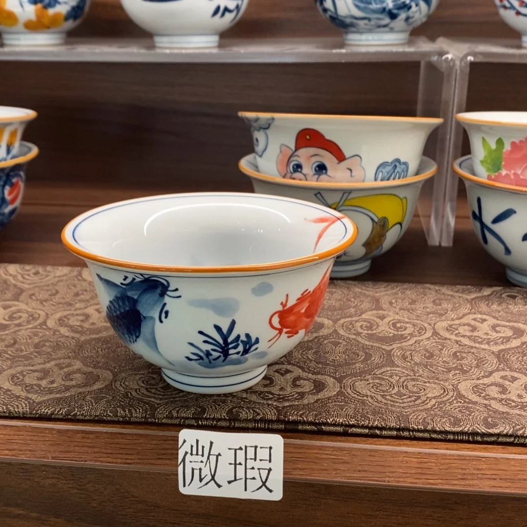 微瑕釉下彩纯手绘手工绘制