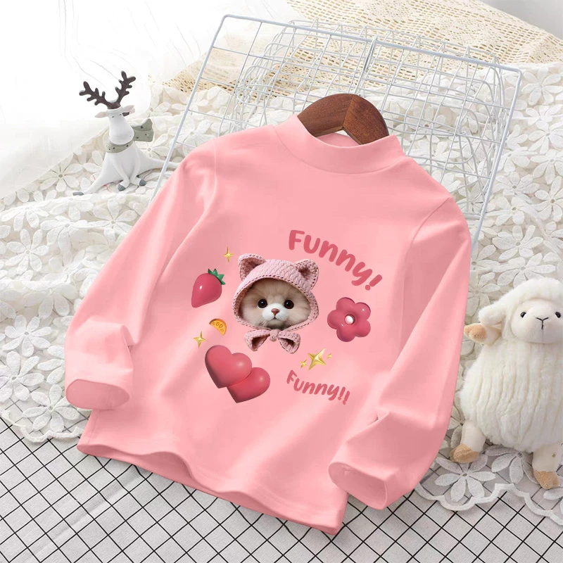 儿童德绒打底男童新款长袖女童卡通宝宝春秋T恤上衣洋气百搭衣服