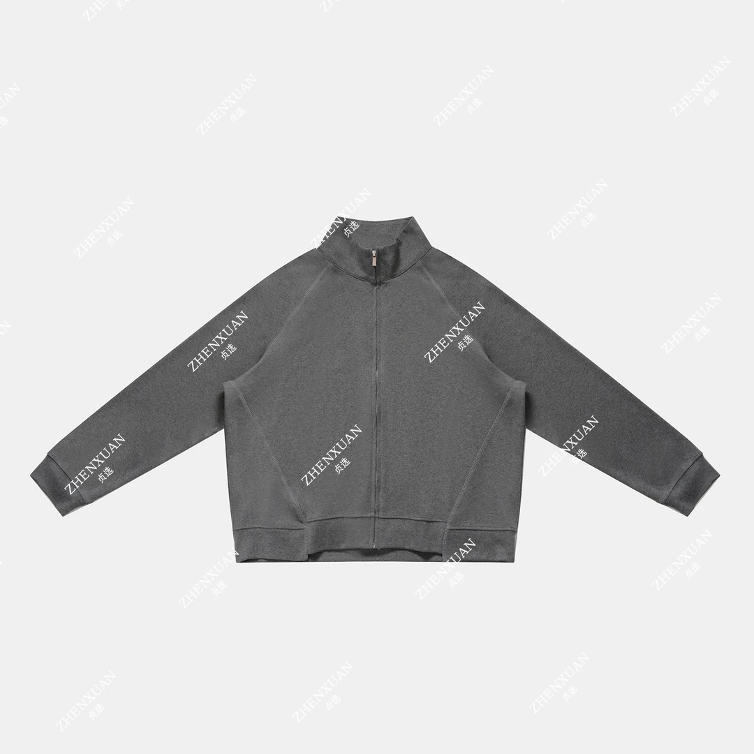 6167-长袖立领拉链薄款常规款短外套开衫女士短款复古风