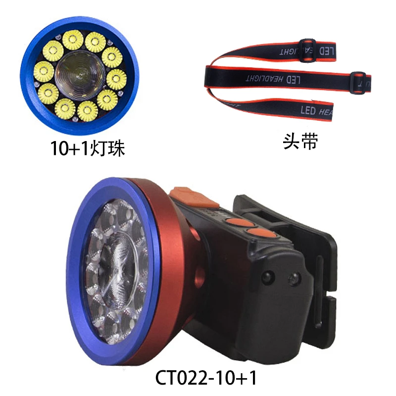 派力德强光头灯CT022-10+1超亮户外车载登山钓鱼照明远泛一体头戴