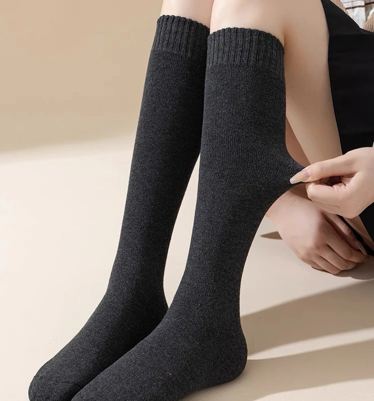 8808新款微压羊绒保暖防滑纯色小腿袜