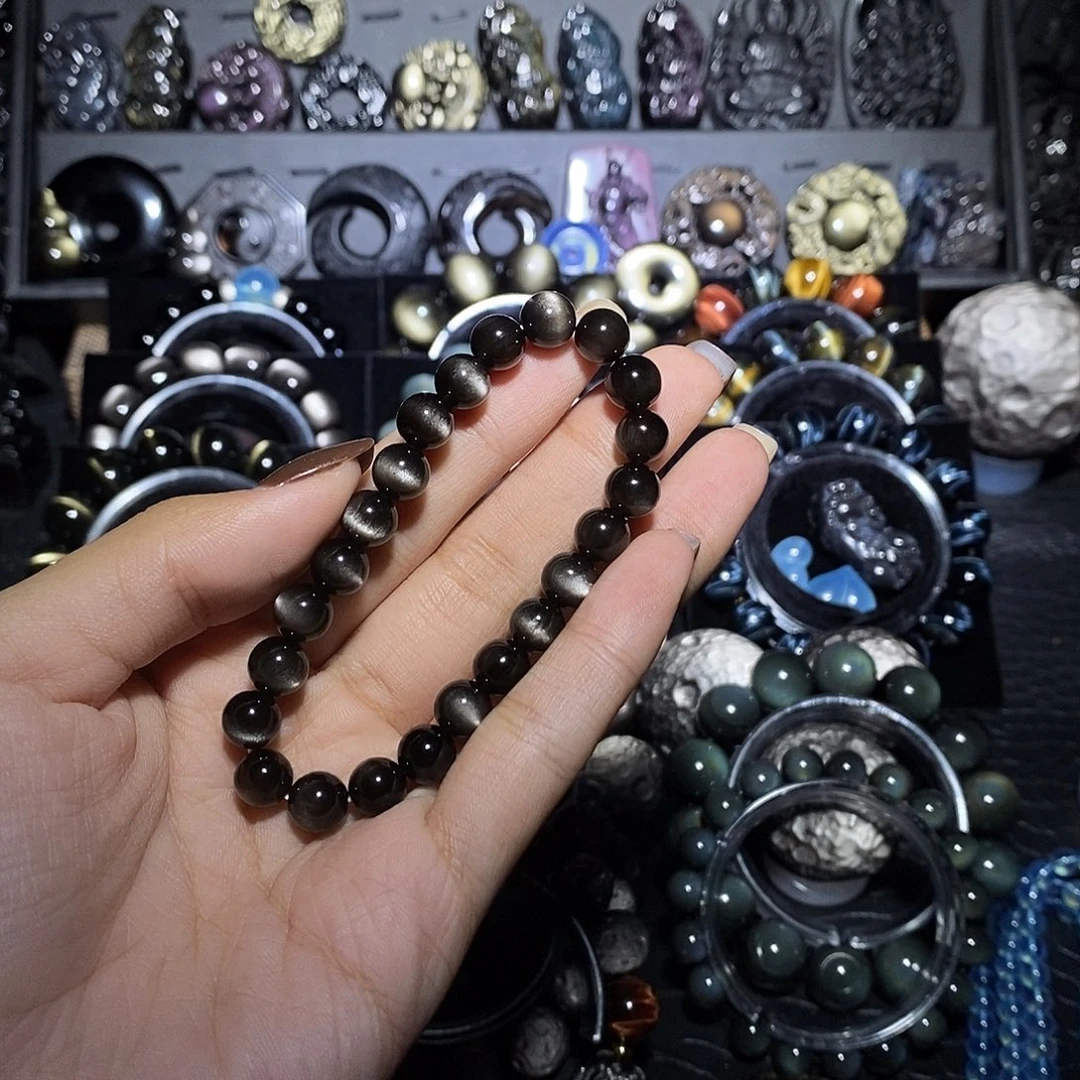 星***星黑曜岩未镶嵌手链