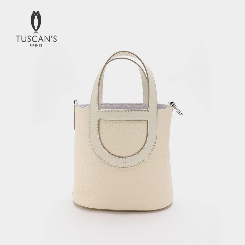 水桶包手提包中包手拎包小众轻奢白色经典