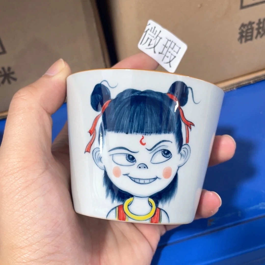 釉下手绘茶具微瑕