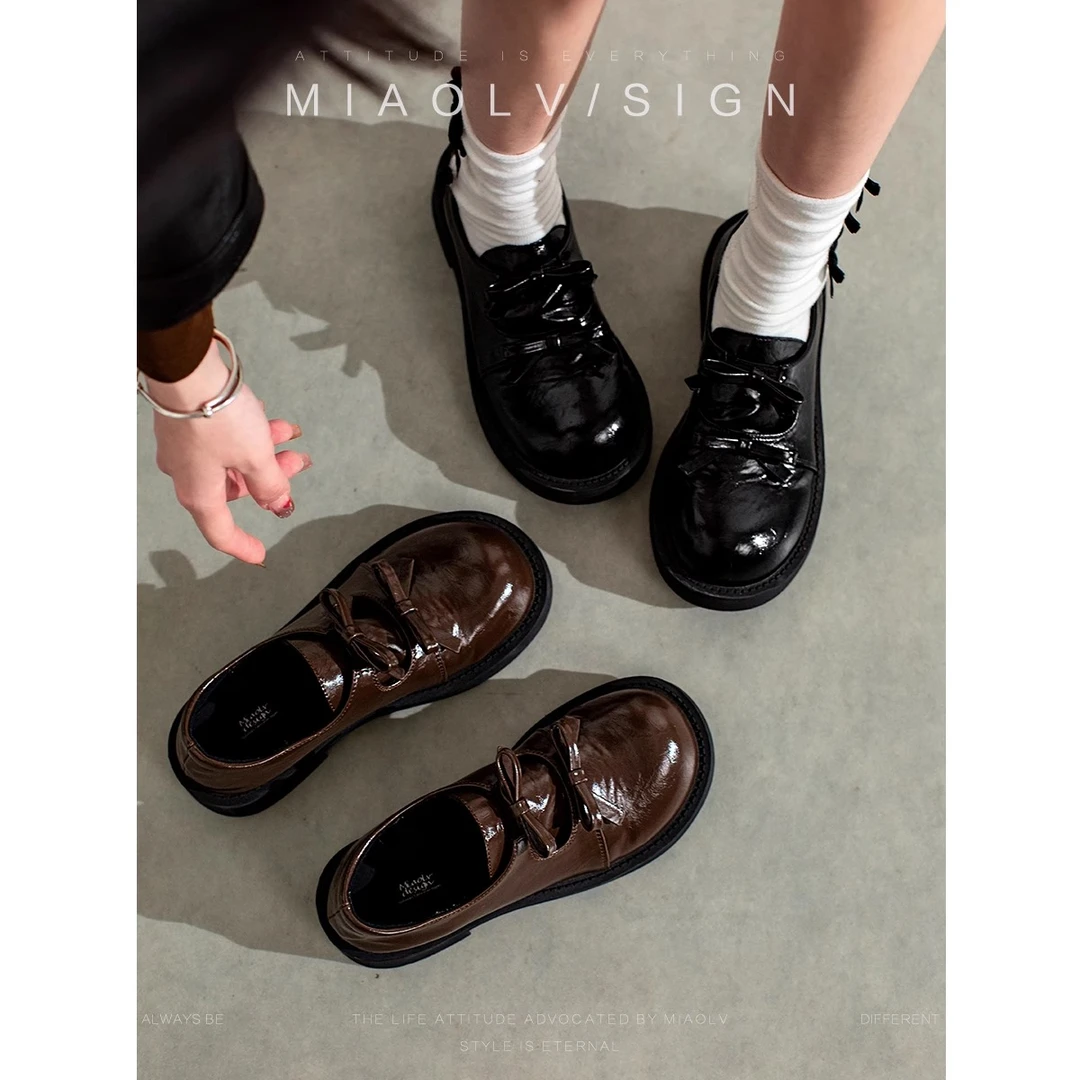 「妙侣」旷野之息~复古英伦风乐福鞋女秋粗跟厚底圆头百搭小皮鞋