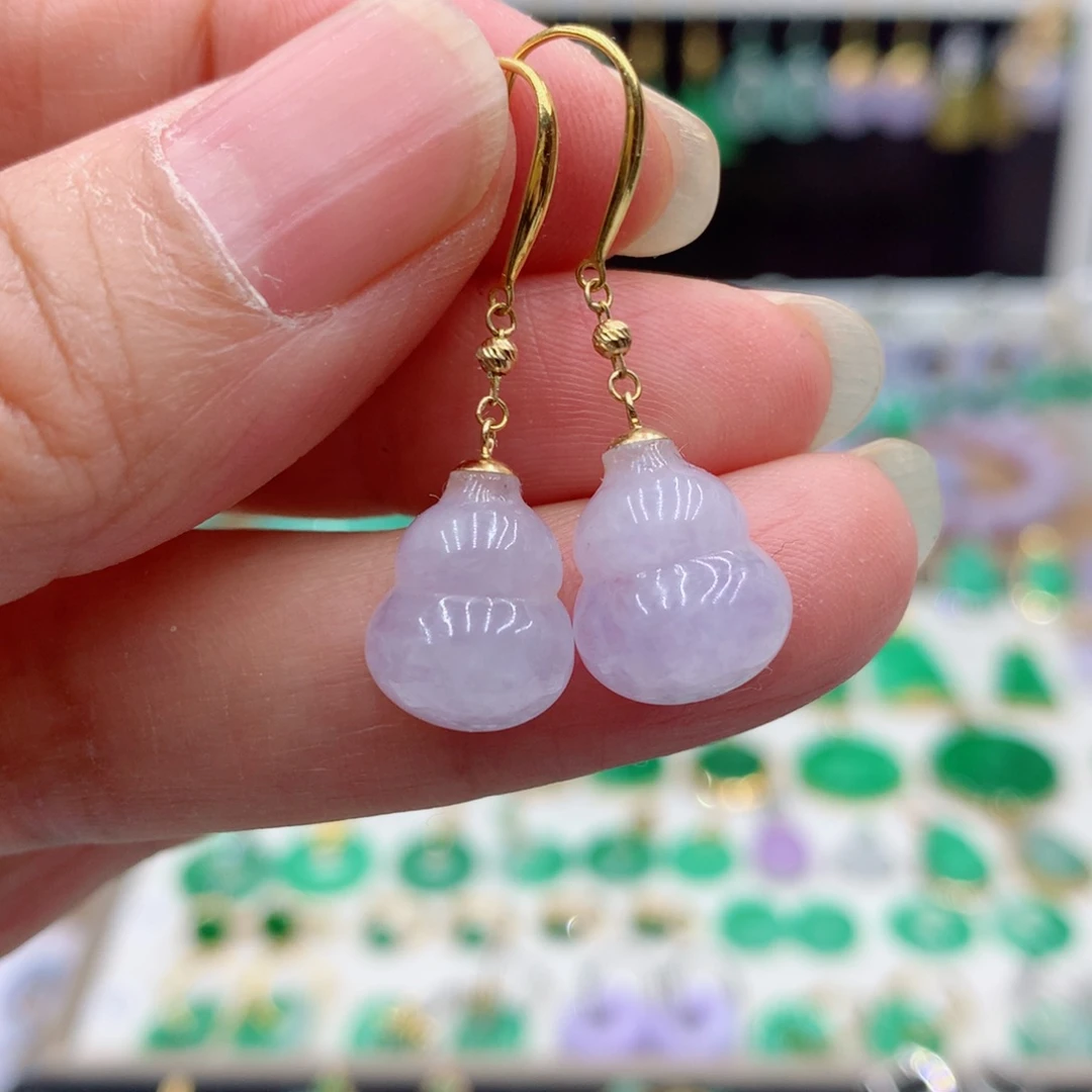 翡翠18K金镶嵌耳饰