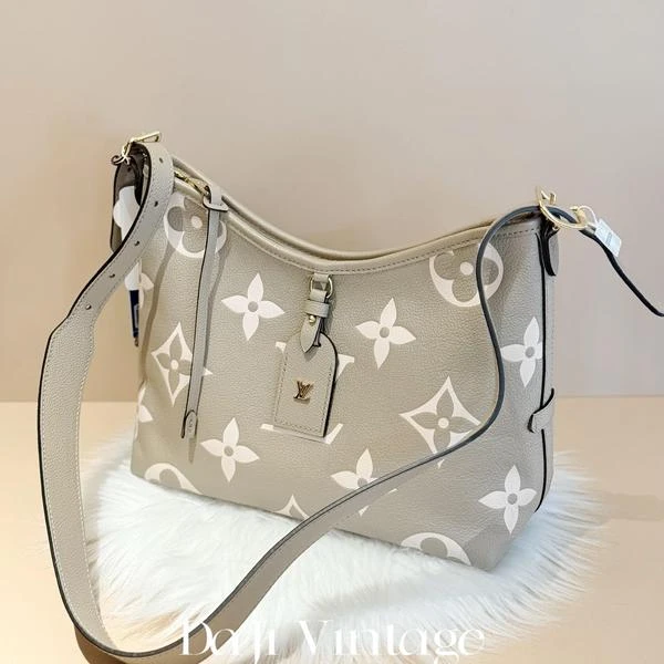 大吉中古/LV小号carryallpm鸽子灰拼奶油米色单肩包