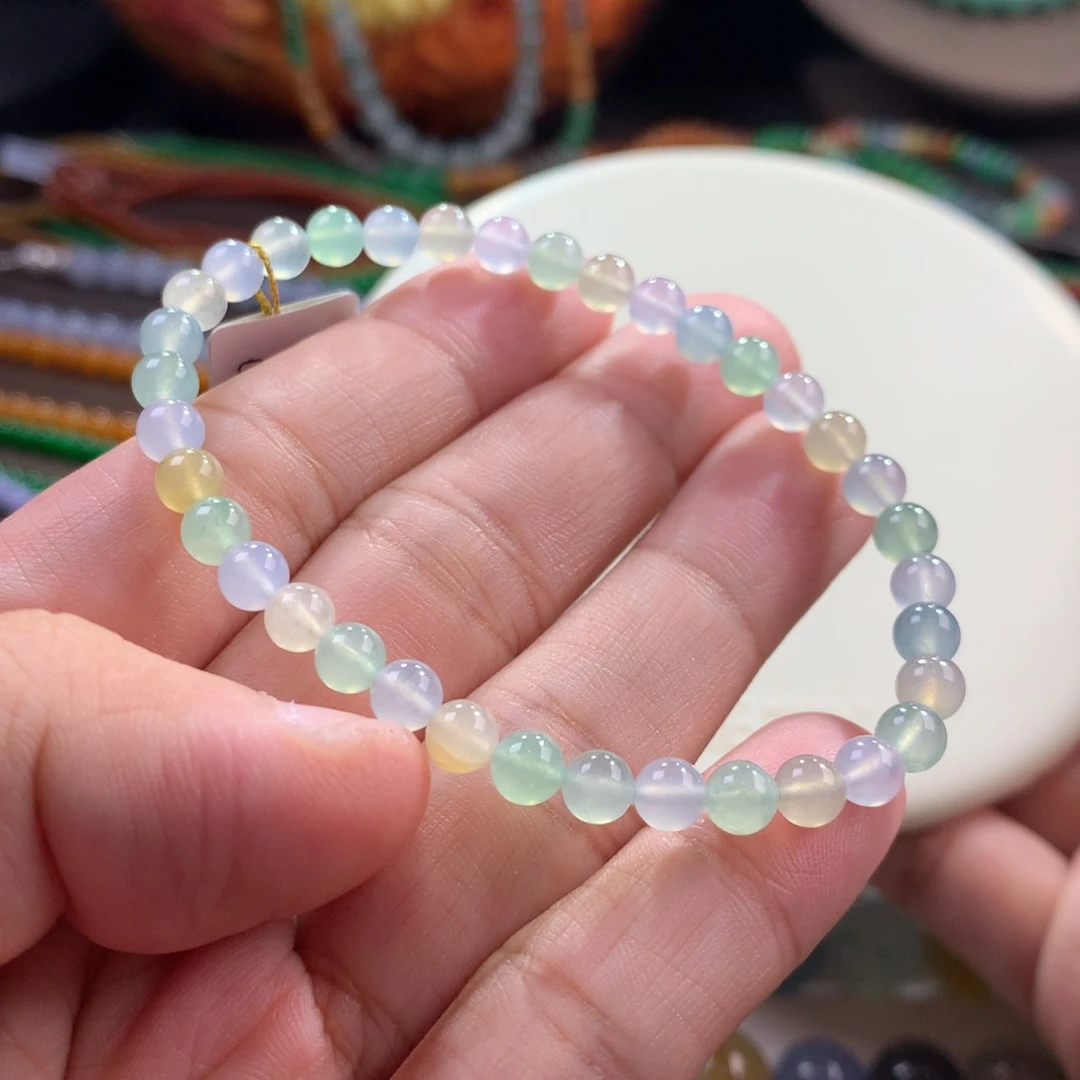 翡翠未镶嵌手链大漏强推！闭眼拍！正冰仙气梦幻马卡龙多宝手串卡5