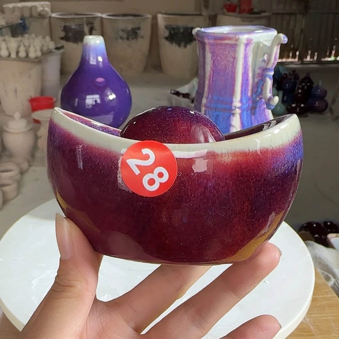 摆件陶郑家钧窑微瑕