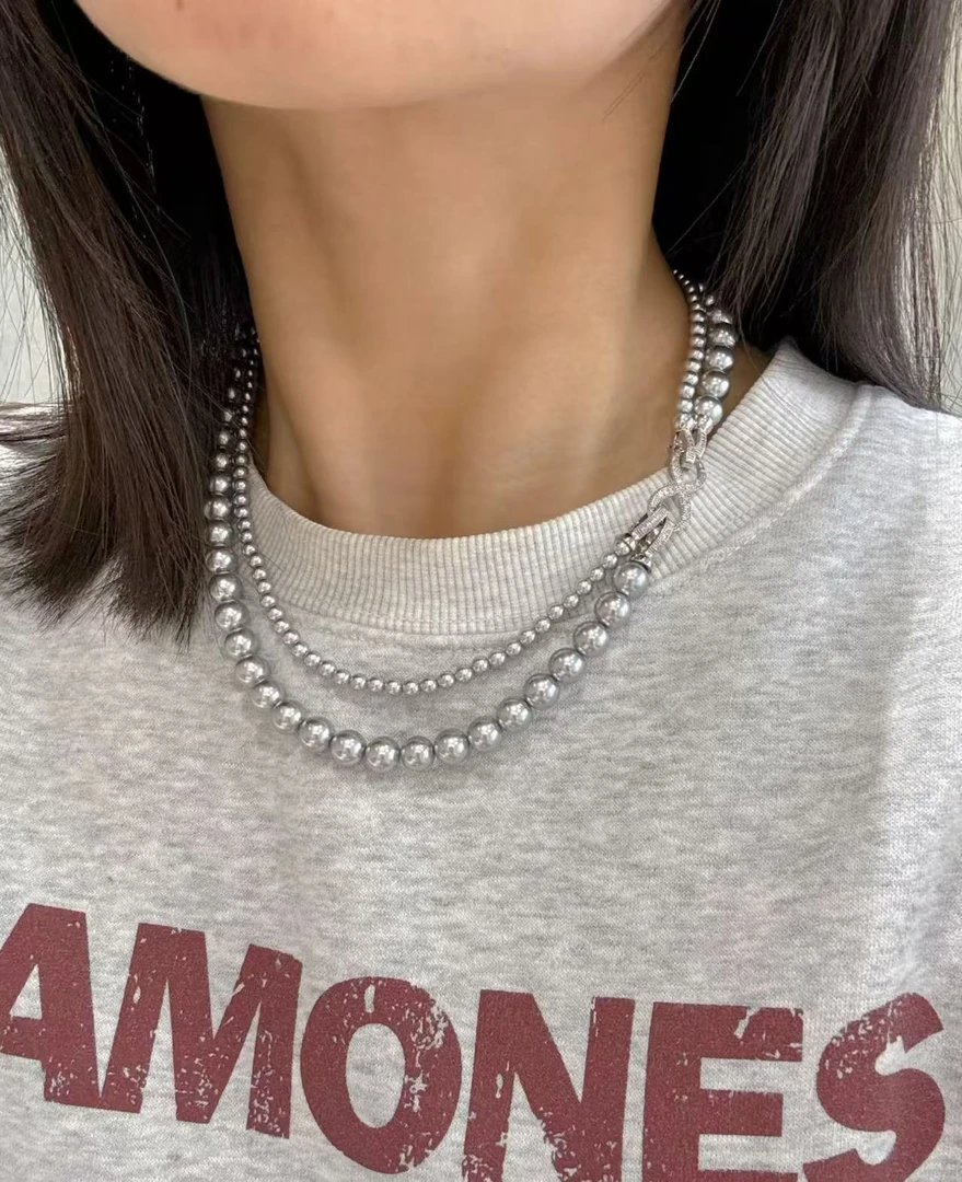 正圆无暇欧卡亚冷白极光高货双排项链可单带可叠戴