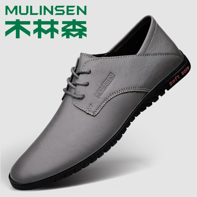 木林森鞋子男款男鞋新款春季薄款耐磨软底软皮男士休闲皮鞋英伦风