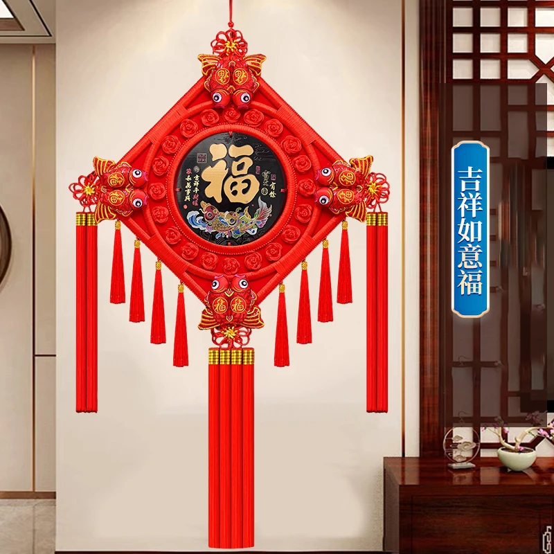 2026马年新款中国结挂件客厅高档入户门高端珐琅彩玄关电视墙挂饰