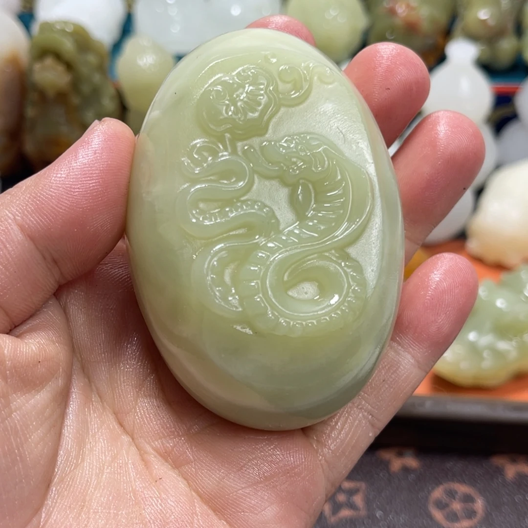 顺***油石材石材方解石手把件不退换