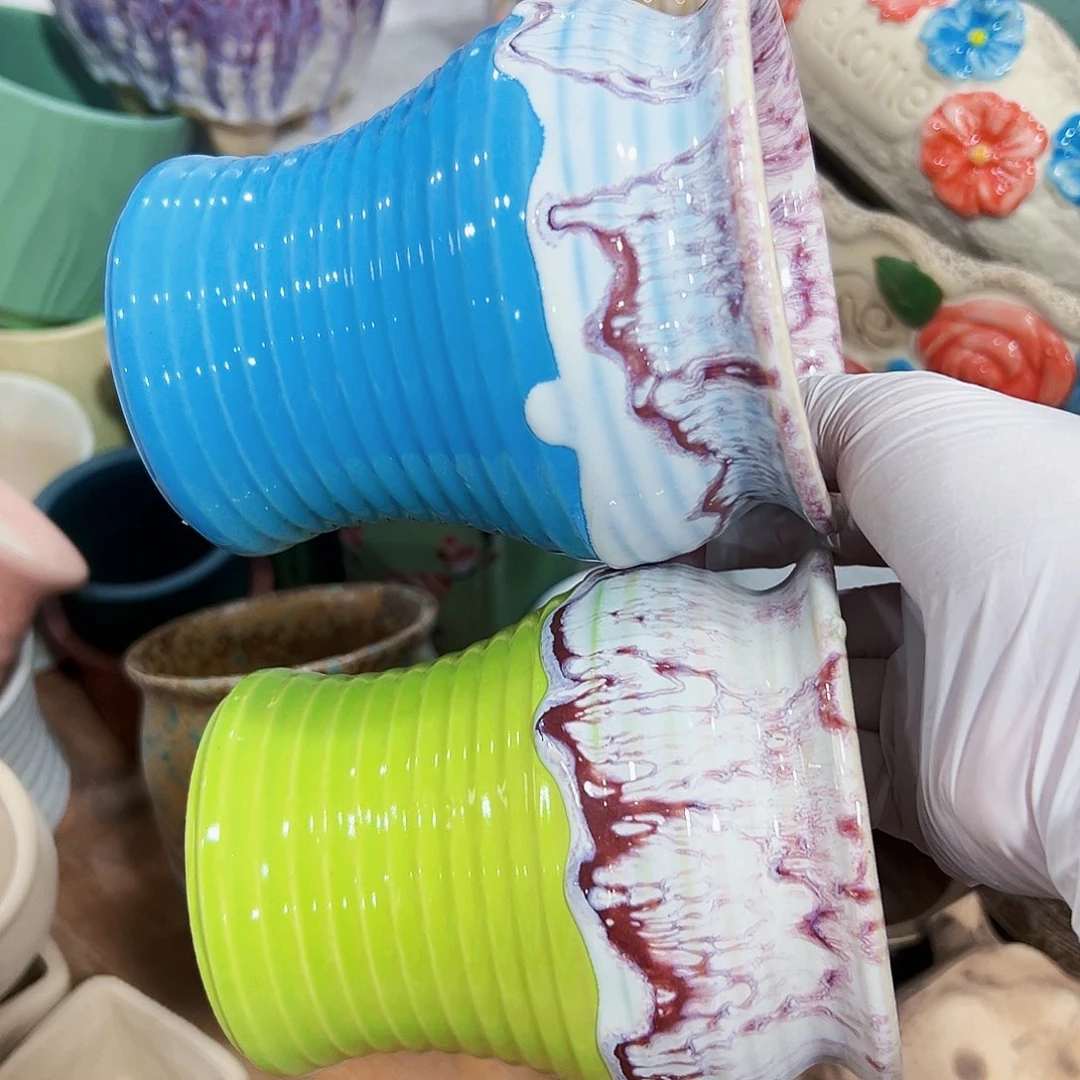 有孔外贸尾单陶瓷花盆凑单10米包邮