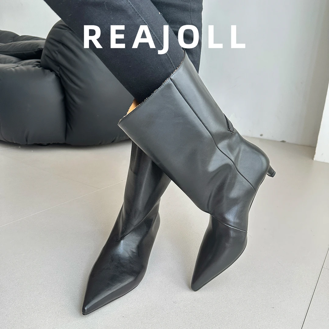 靴子女长筒靴2025秋冬新款尖头细跟法式网红中筒优雅百搭高筒靴女