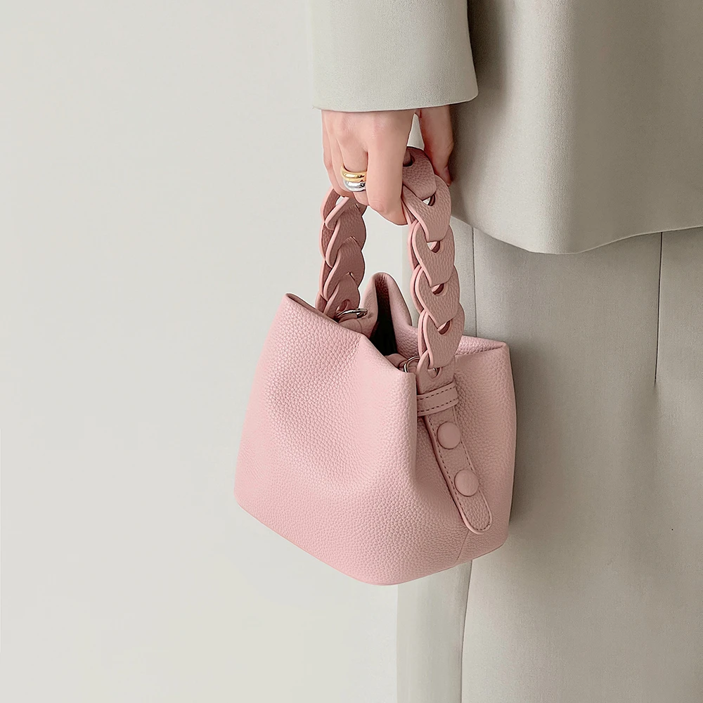 DOUBLE.R【今日粉crush】软皮手提水桶包 2025新款包 斜挎包包女包