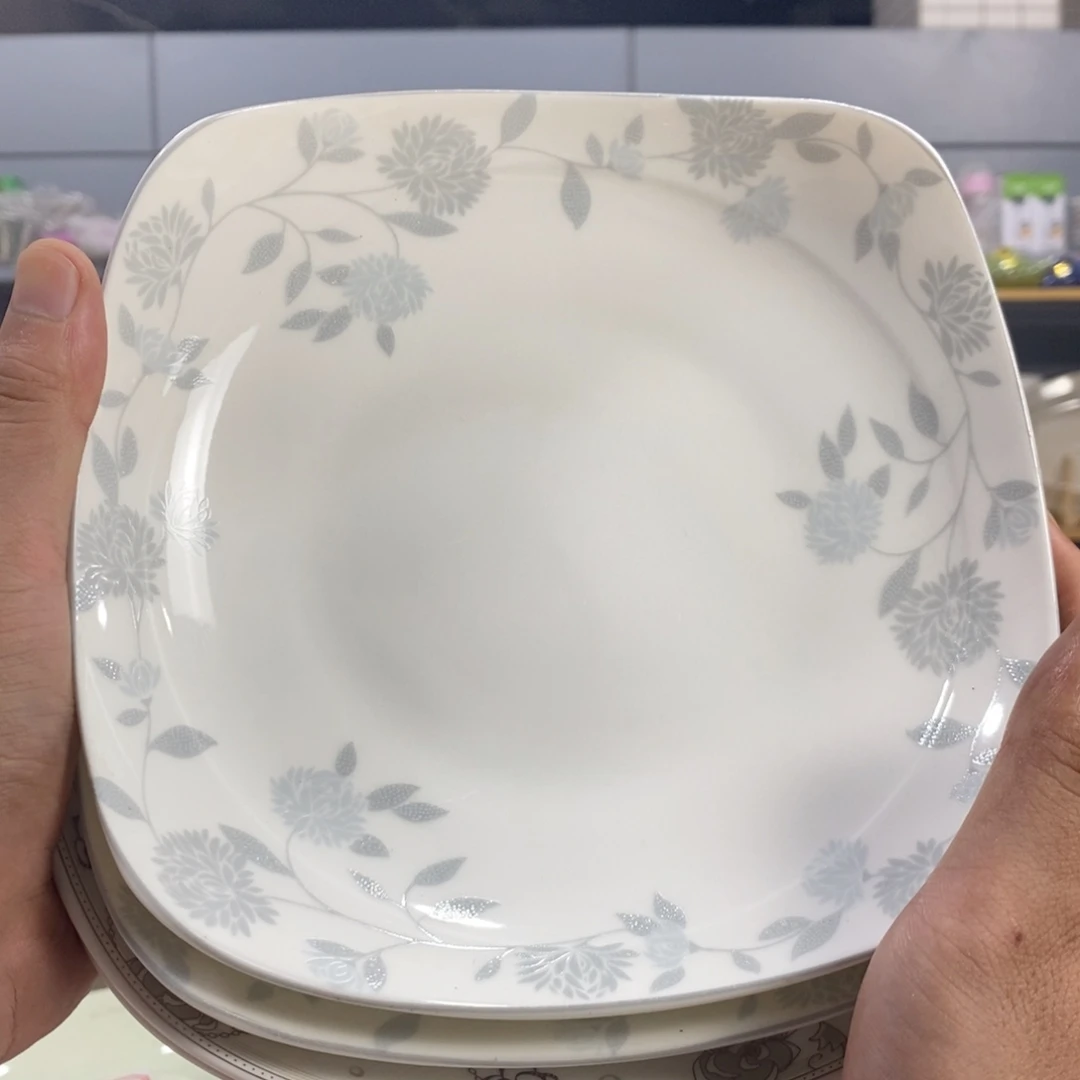黄***丫搪瓷1780号6个不同花色装四角盘