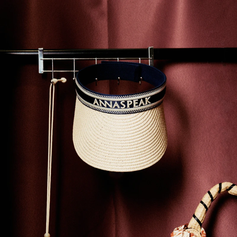 ANNASPEAK【积分兑礼专享】慵蓝航海时髦草编空顶大帽檐夏季遮阳帽
