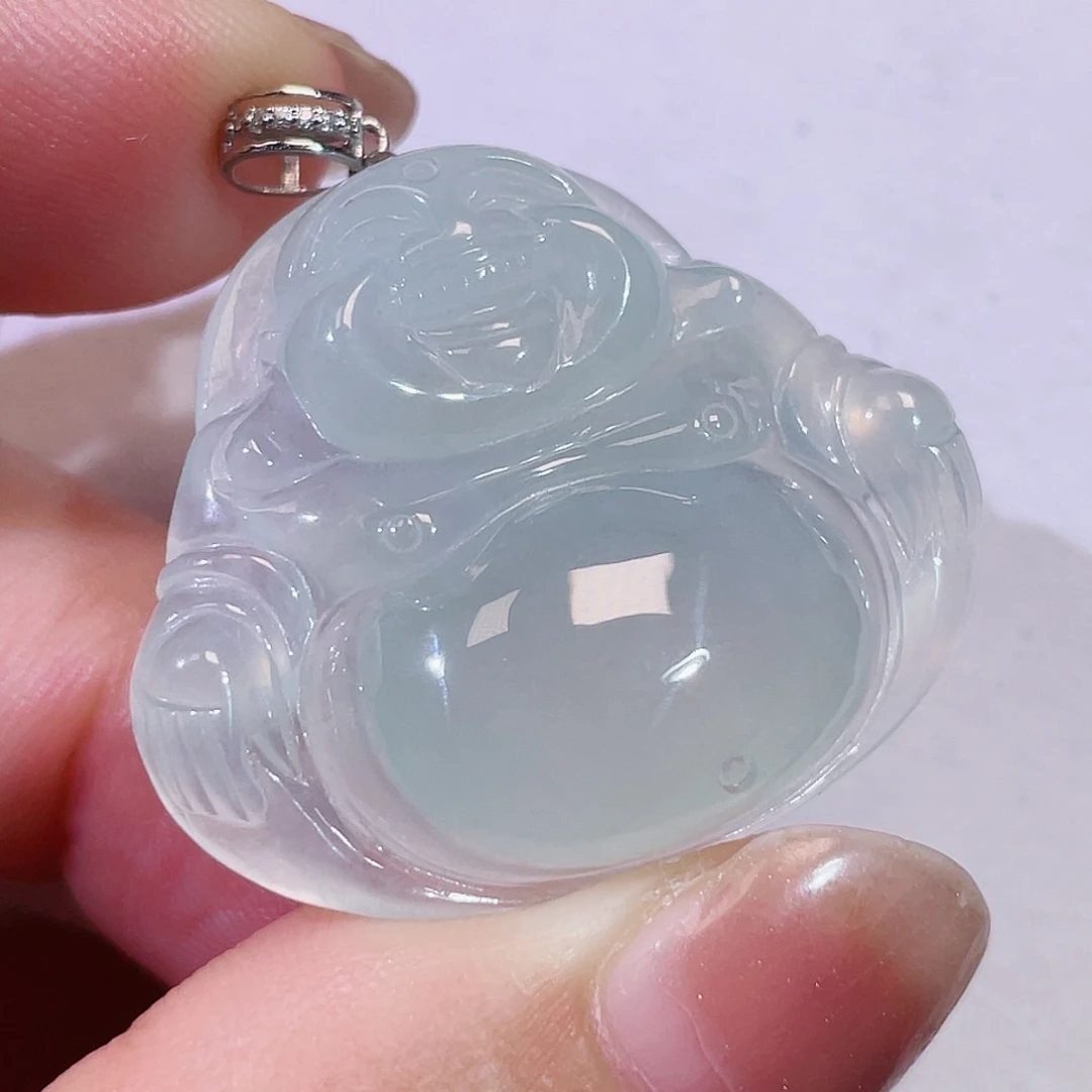 翡翠18K金镶嵌颈饰佛公