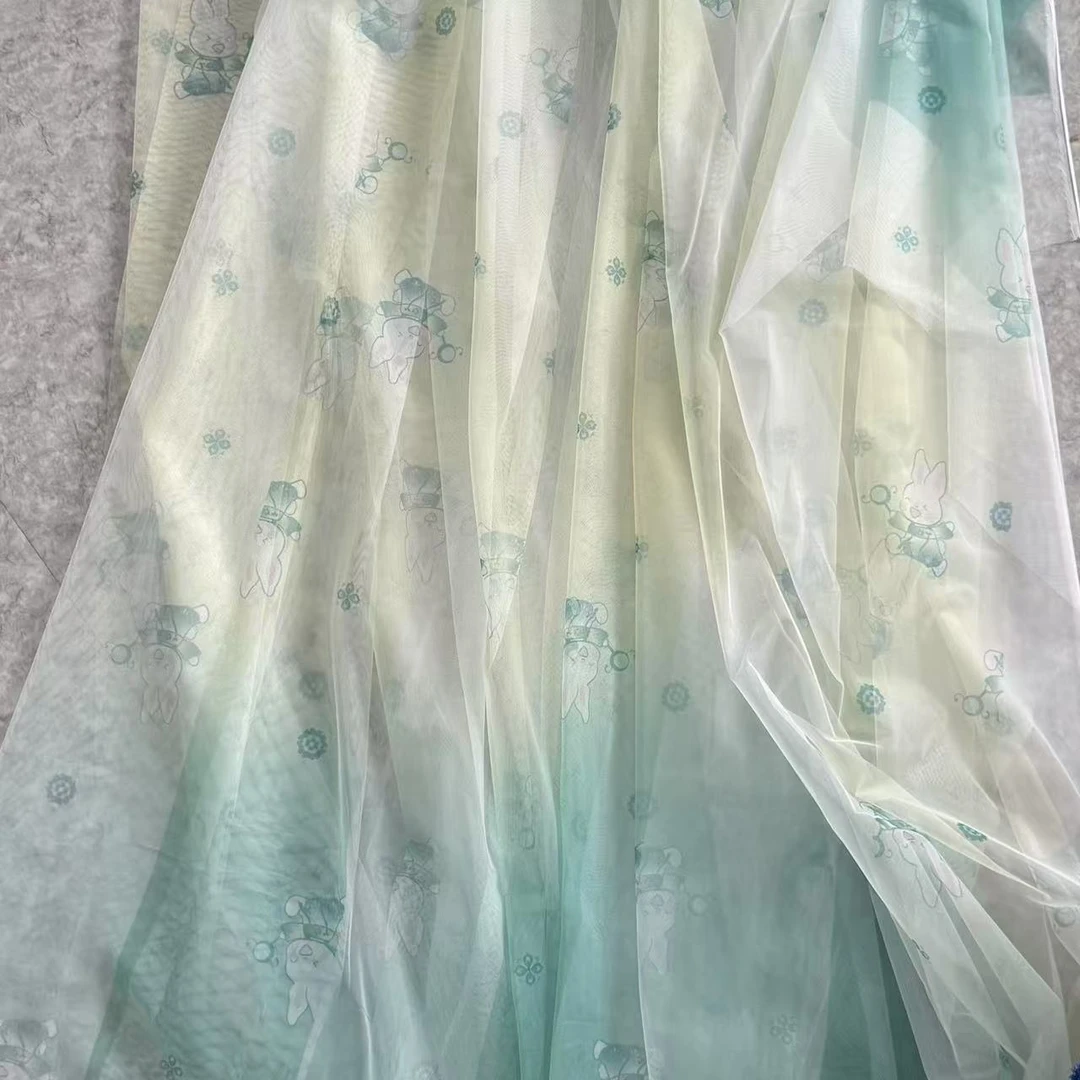 【黄绿渐变兔兔】网纱布料5米长