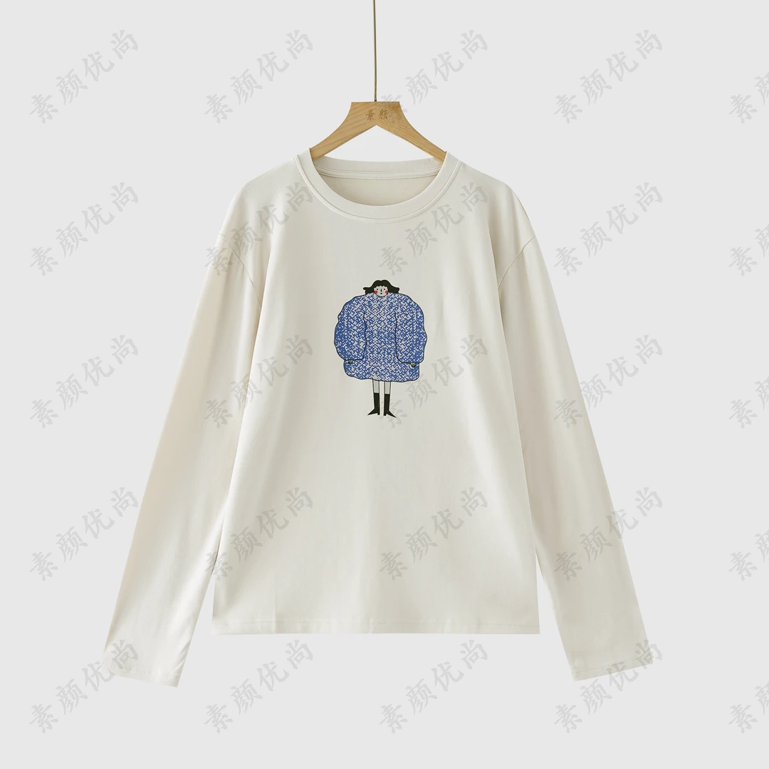 【素颜】2025秋冬新款百搭真丝羊绒印花上衣