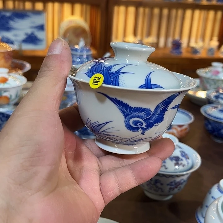 錡镇堂手工手绘盖碗