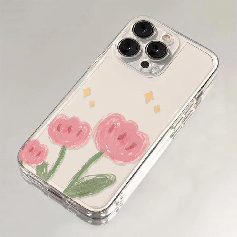 Lucky涂鸦花朵适用iPhone16苹果15pro手机壳华为vivo小米oppo套
