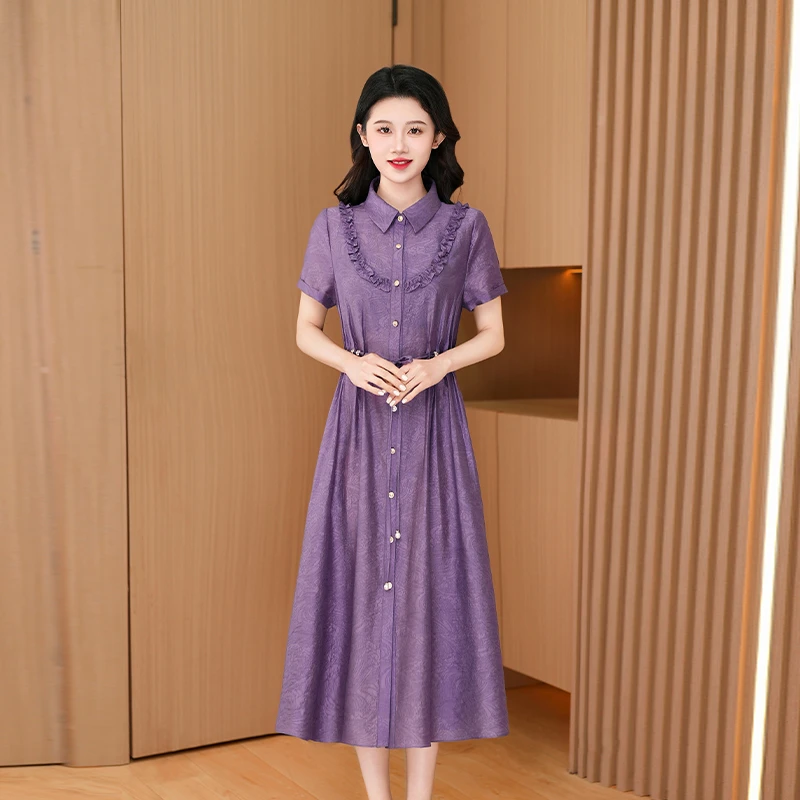 优雅新款气质时尚大气减龄休闲收腰显瘦连衣裙25355-ASJ