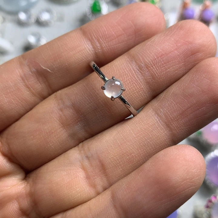 翡翠未镶嵌戒指缅银