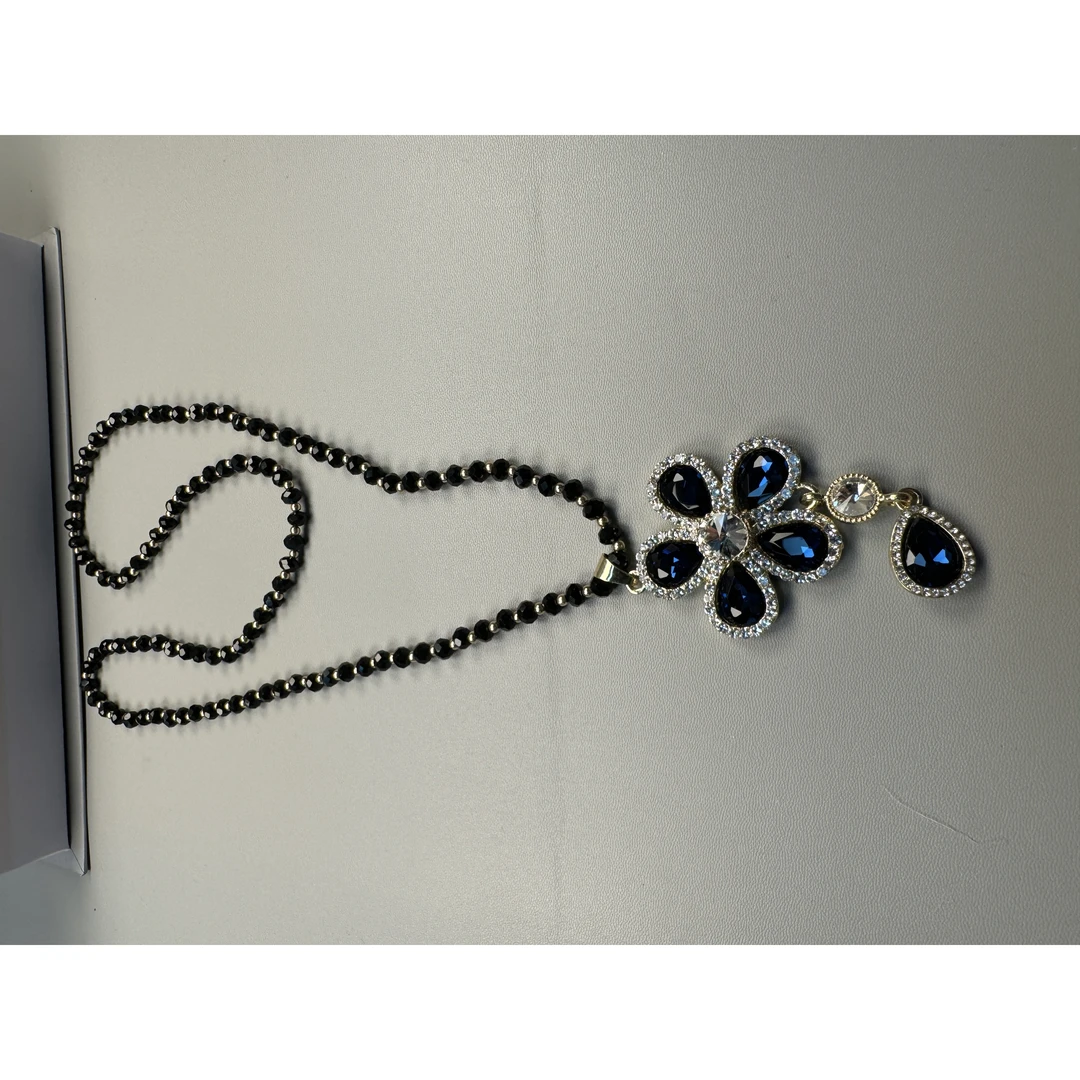 铜合金项链 手工气质蓝色时尚铜合金高级轻奢小众毛衣链3166