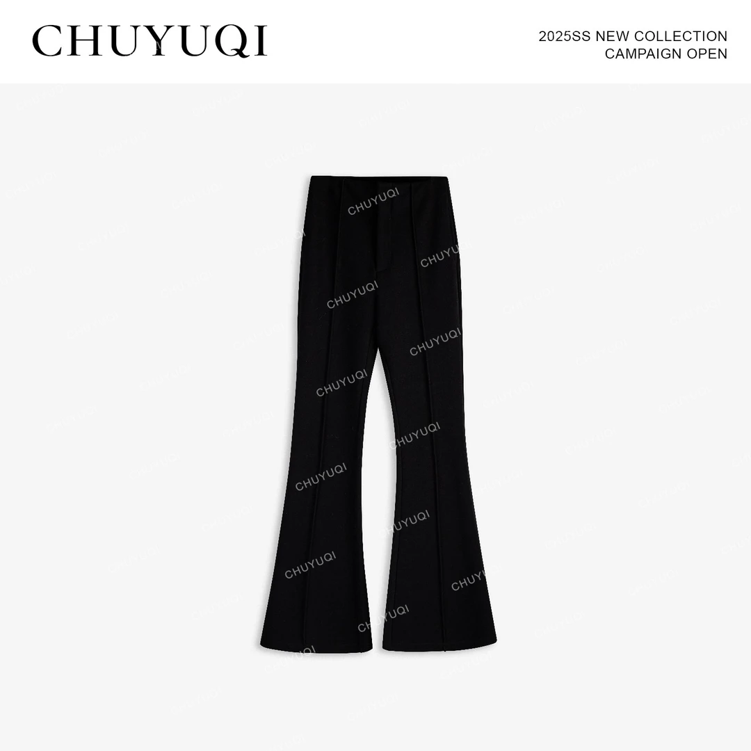 CHUYUQI 即刻出圈 秋冬加厚呢子喇叭裤女显瘦包臀休闲修身长裤子