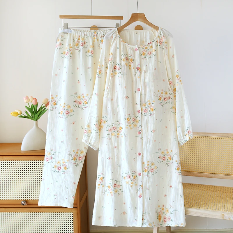 月子服孕妇待产裙加裤子两件套产房夏季哺乳睡裙孕妇睡衣产后喂奶