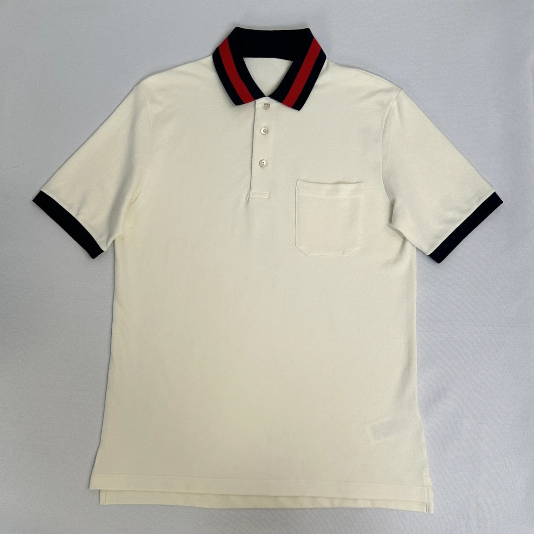 网眼珠地棉撞色领男士休闲短袖POLO衫 三色A006