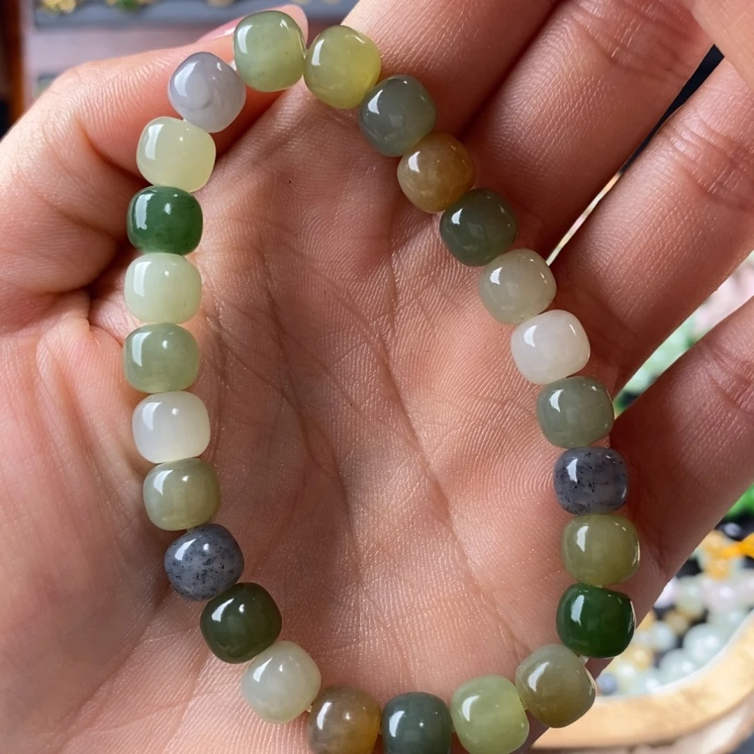 和田玉老型珠多宝手串8.2nm未镶嵌