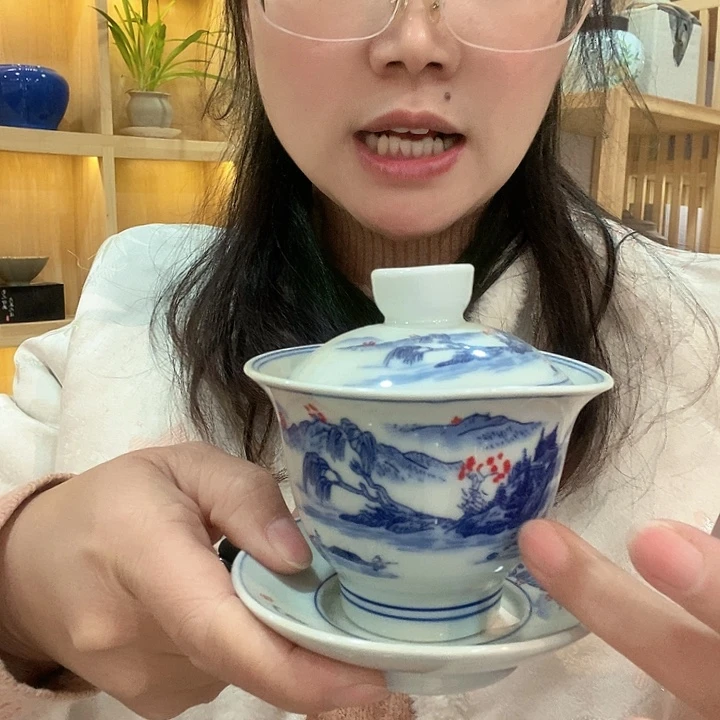 青花瓷器盖碗瓷器