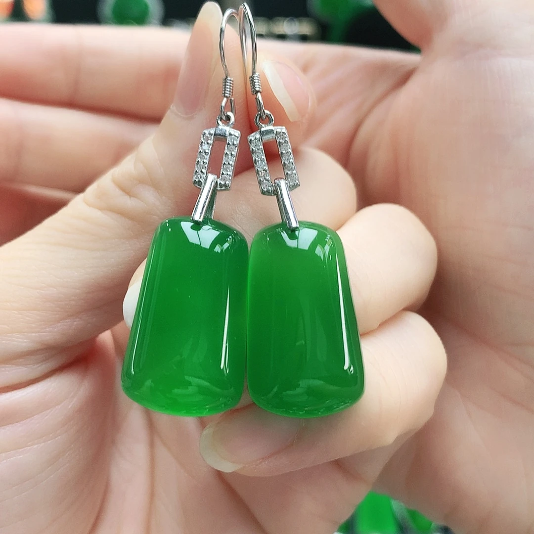 玛瑙/玉髓银S925镶嵌耳钉