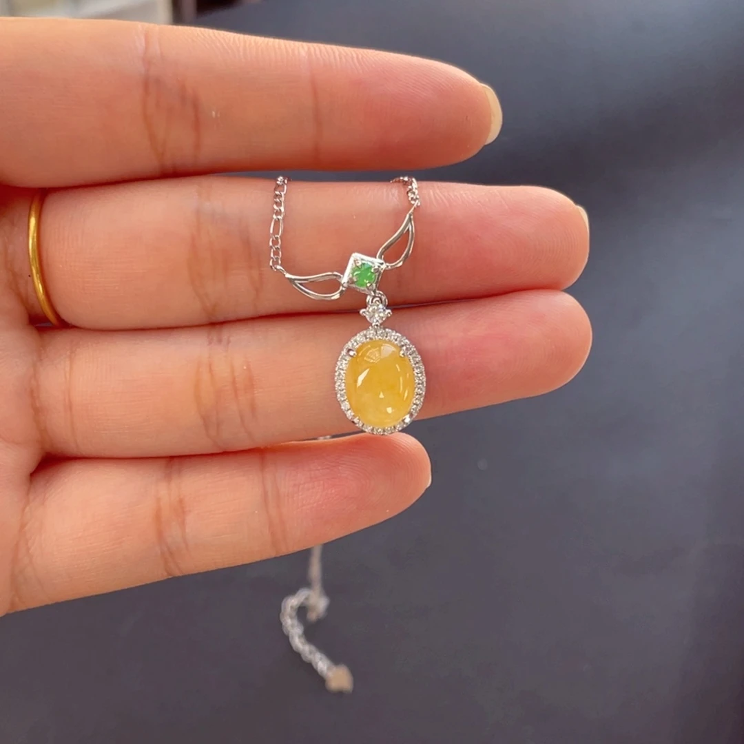 翡翠银S925镶嵌颈饰LH废墟a货挂件