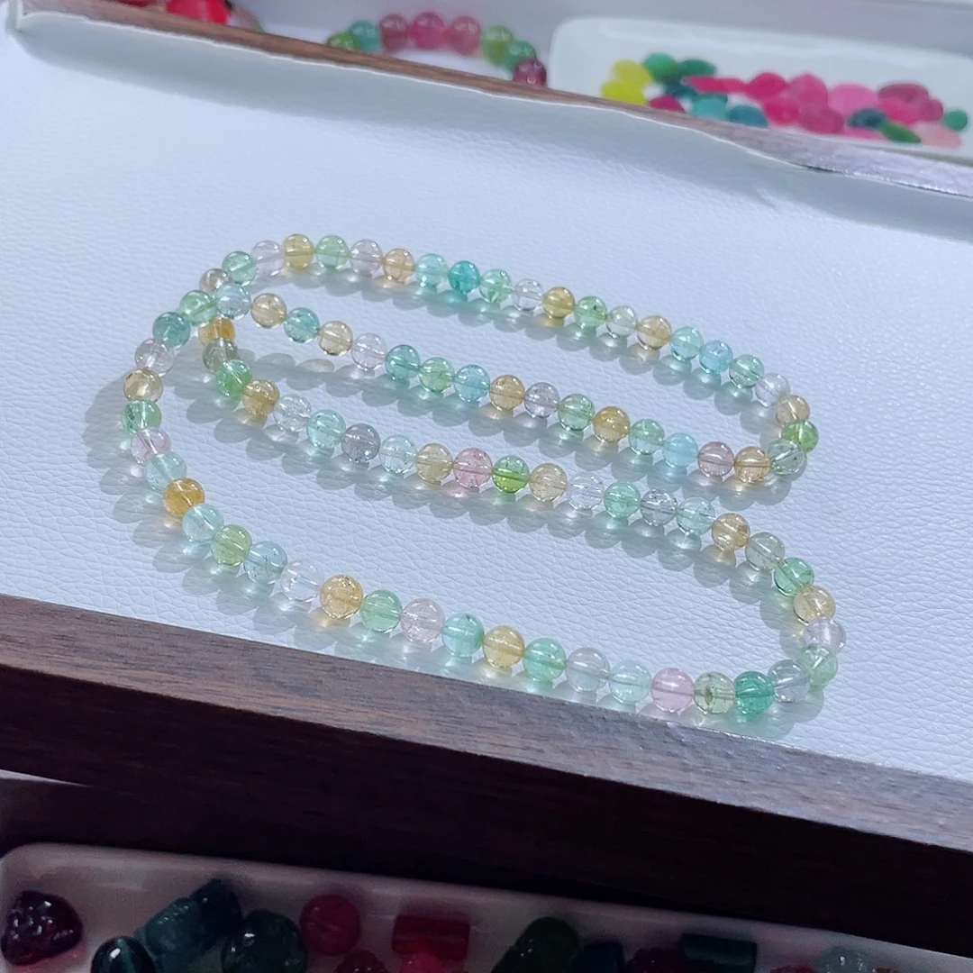 碧玺未镶嵌手链6.8mm左右