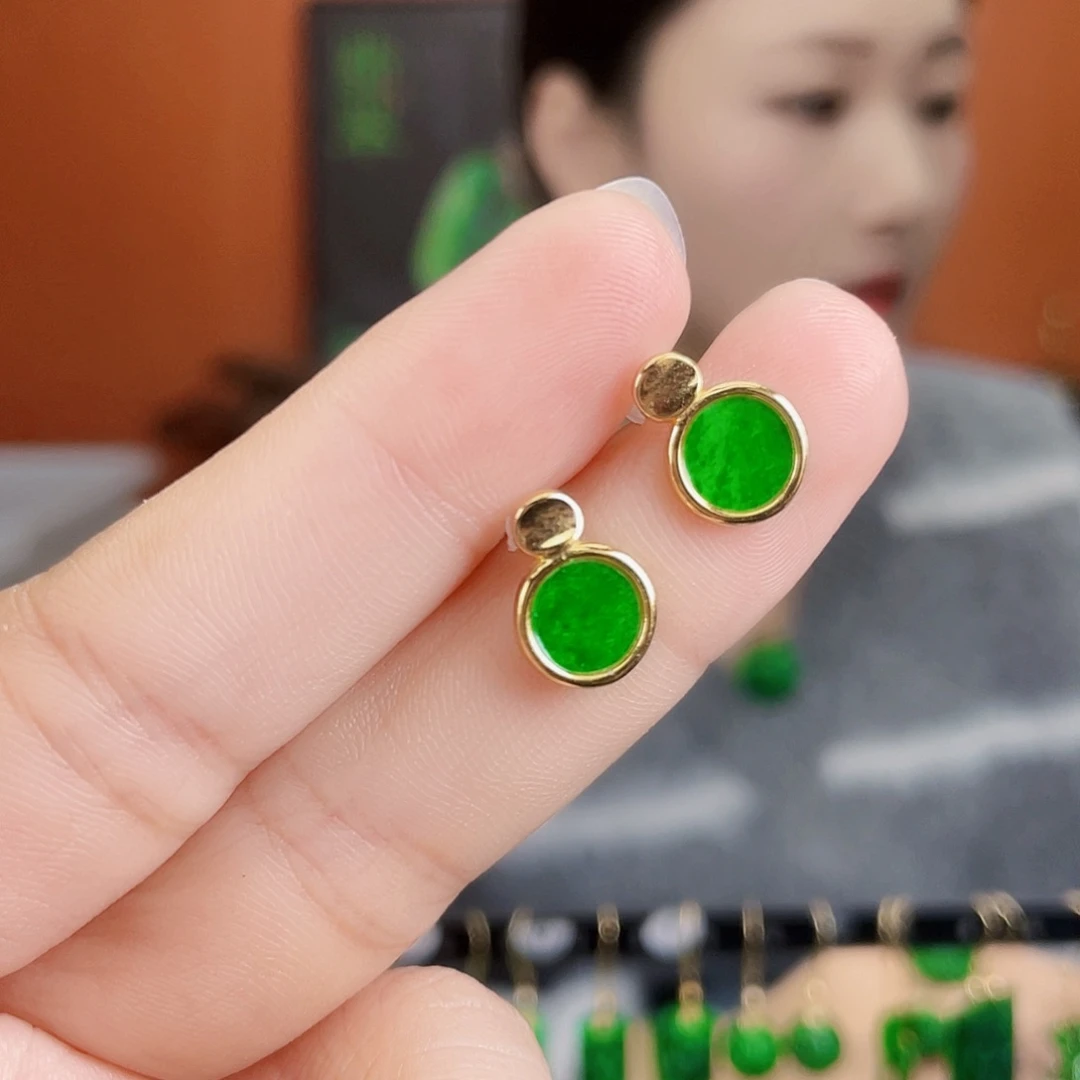 翡翠银S925镶嵌耳饰