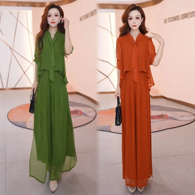时尚套装女2025早秋新款时髦洋气女神范中袖上衣阔腿裤气质两件套