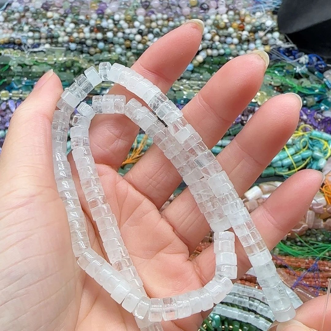 玛瑙/玉髓珠宝半成品合金白水晶6mm一条剁珠