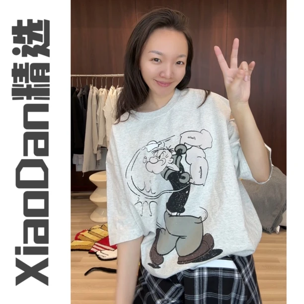 【晓丹精选】大力水手漏肩短袖T恤