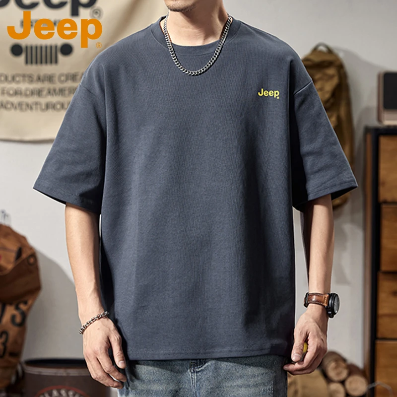 JEEP吉普夏季短袖日系简约宽松短袖T恤大码简约半袖运动日系薄款