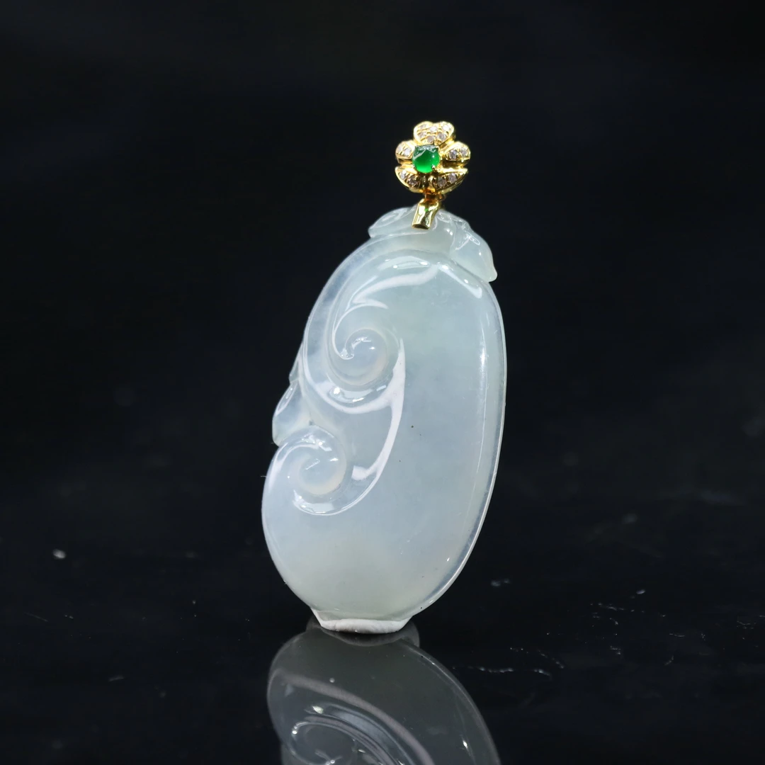 50天然缅甸翡翠A货18k冰如意/401318/北京中保拍卖