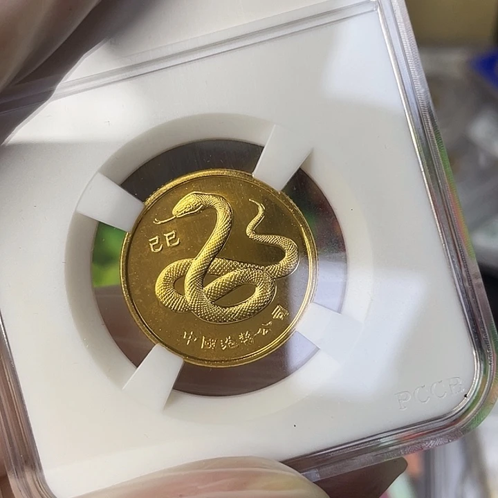 忘***去其他普通金属89年镀金生肖蛇。24mm