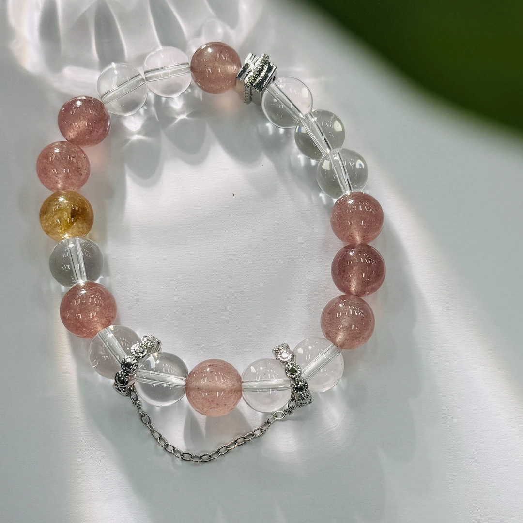 天然水晶粉水晶白水晶时尚设计款手串 3004